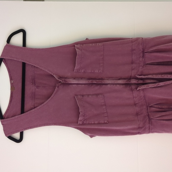 Free People One Billie Purple Plum Overalls Sleeveless Boho Hippie BeachJumpsuit - Picture 3 of 8